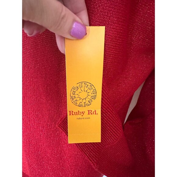 Ruby Rd. Small Womens Red Cowl Neck Sweater With Rhinestone Accents Long Sleeve - Picture 13 of 13